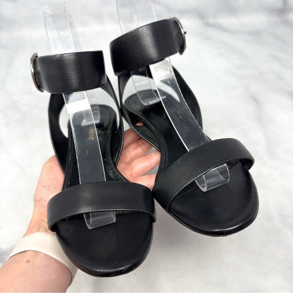 Saint Laurent Charlie 55 Leather Ankle Wrap Strap Buckle Low Block Heel Sandals - Picture 6 of 16
